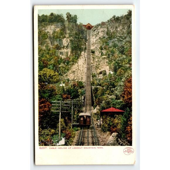 1902 Cable Car Steep Incline Lookout Mountain Tennessee Vintage Postcard Antique - Picture 1 of 2